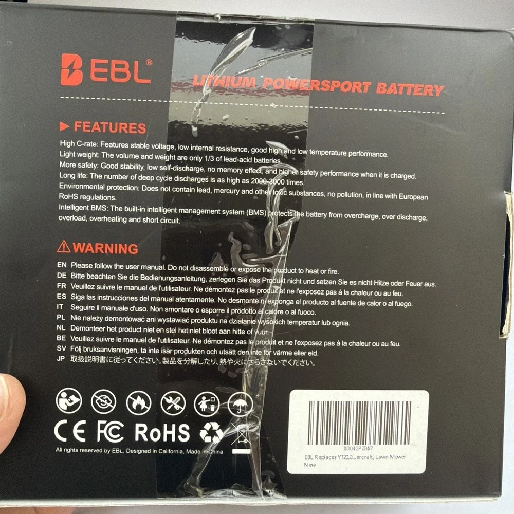 EBL lithium ytz10s